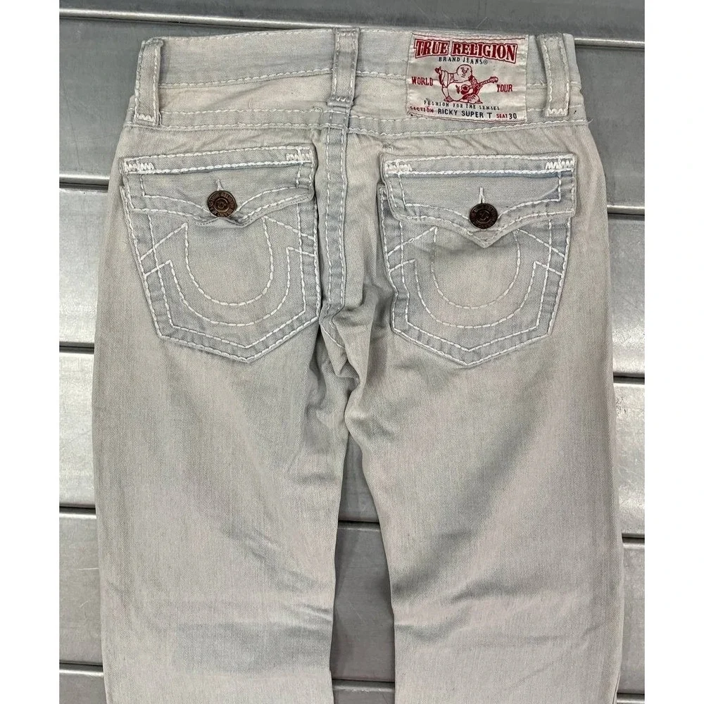 True Religion Ricky Super T Denim Jeans Mens 30x31‎ Light Wash Distressed Y2K